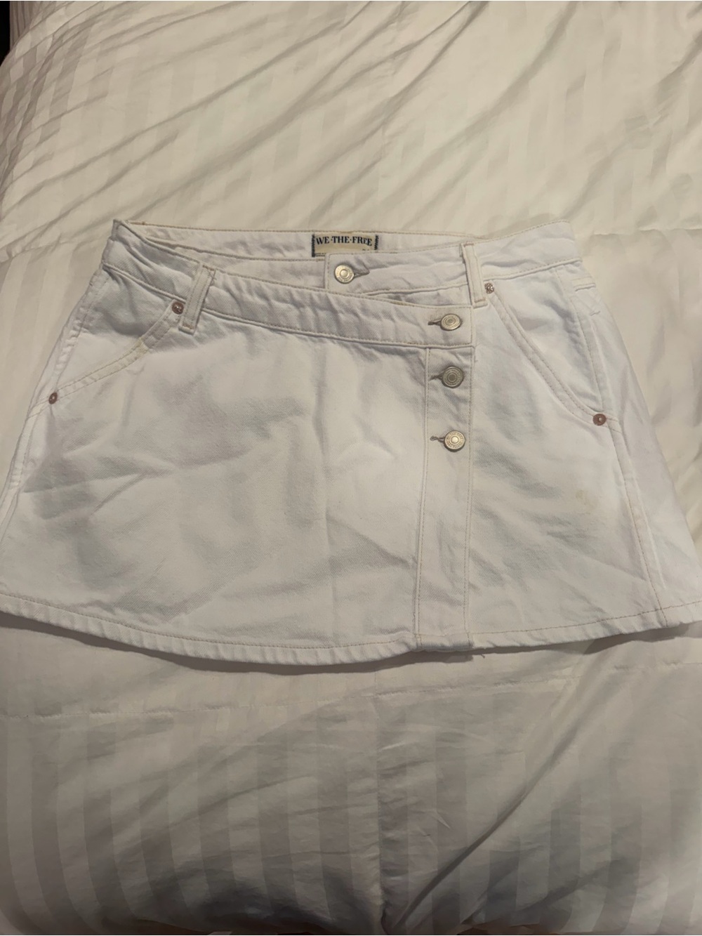 We The Free Cream Button-Front Denim Skirt